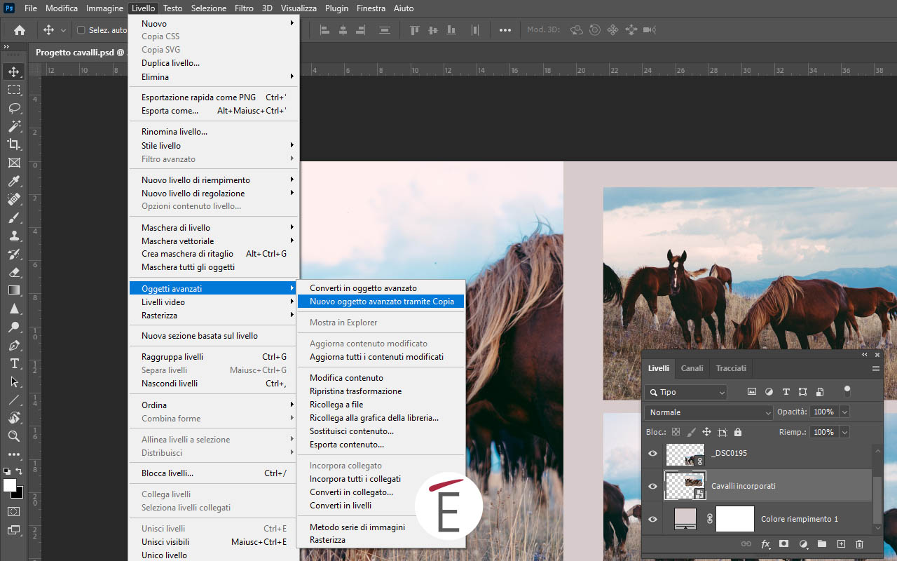 Duplicare copia indipendente di un oggetto avanzato in Photoshop