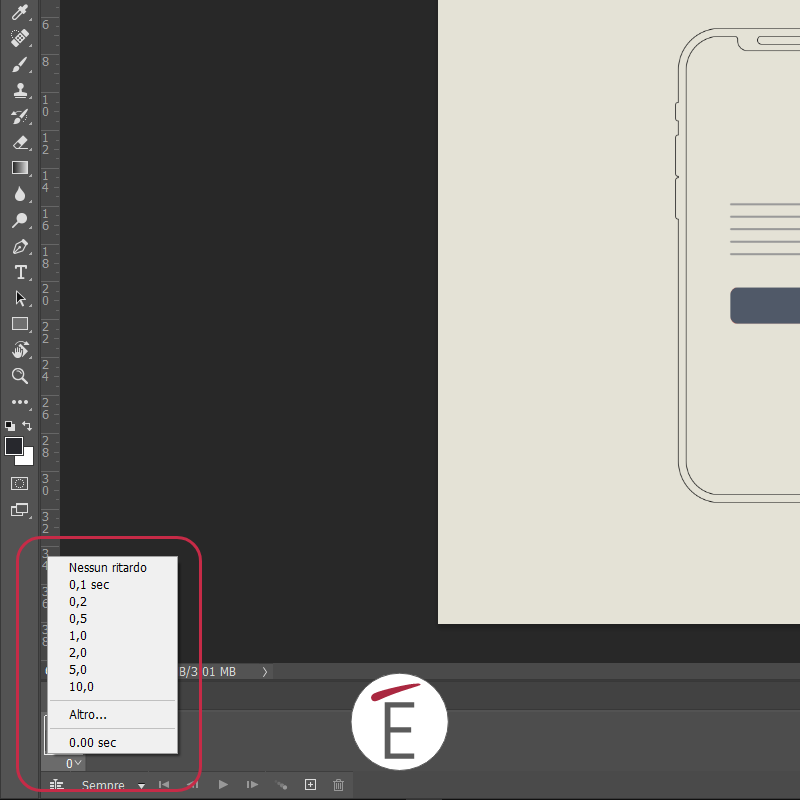 Impostare la durata del fotogramma chiave in Photoshop 