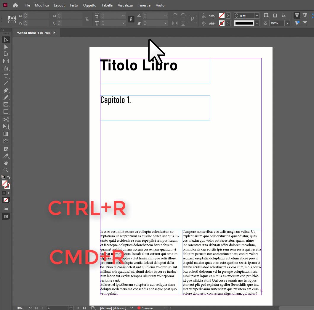come mettere le guide in InDesign